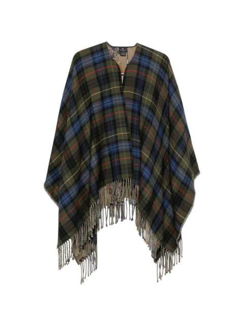 ETRO tartan fringed poncho