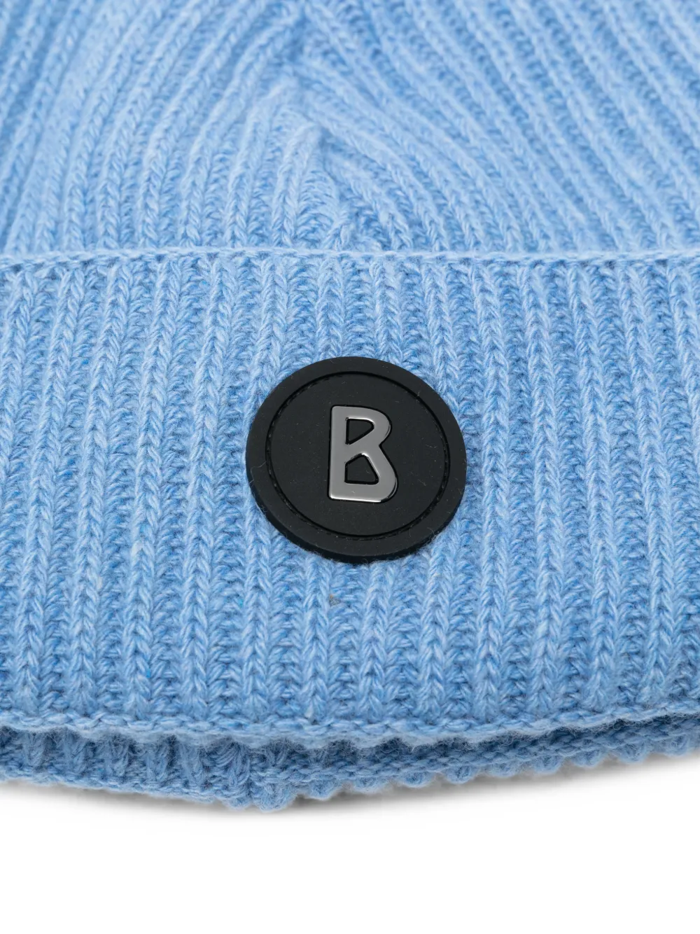 BOGNER Gustav ribgebreide muts met logo-plakkaat Blauw