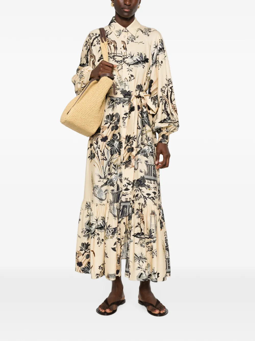 ETRO Gelaagde maxi-jurk met landschap-print Beige