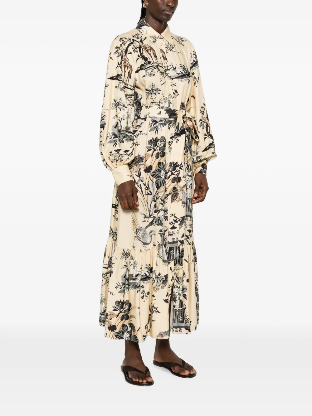 ETRO Gelaagde maxi-jurk met landschap-print Beige