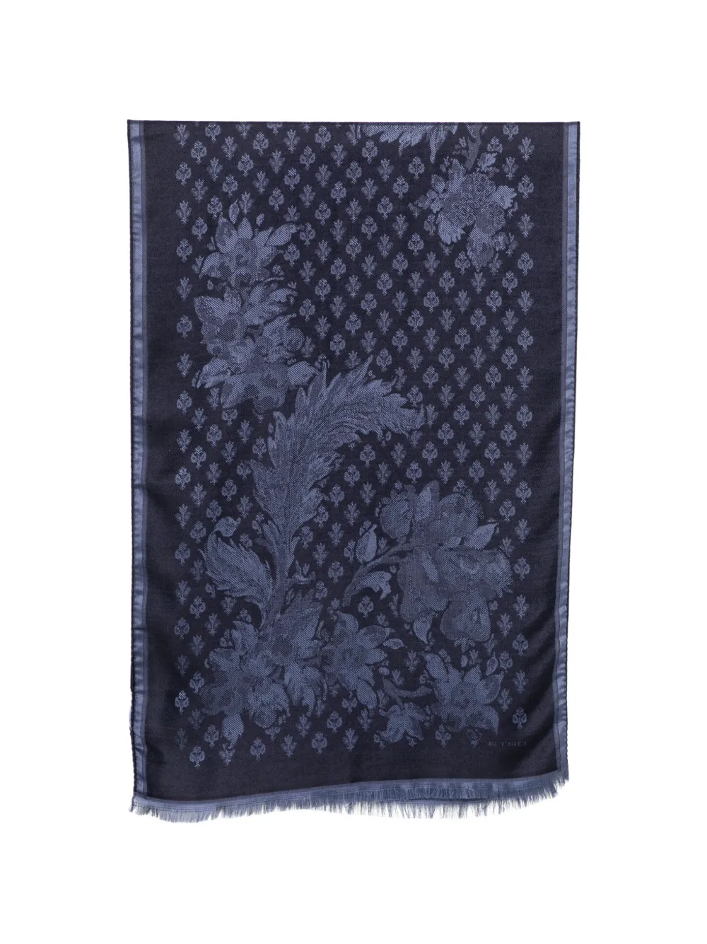 ETRO floral-jacquard fringed scarf - Blu
