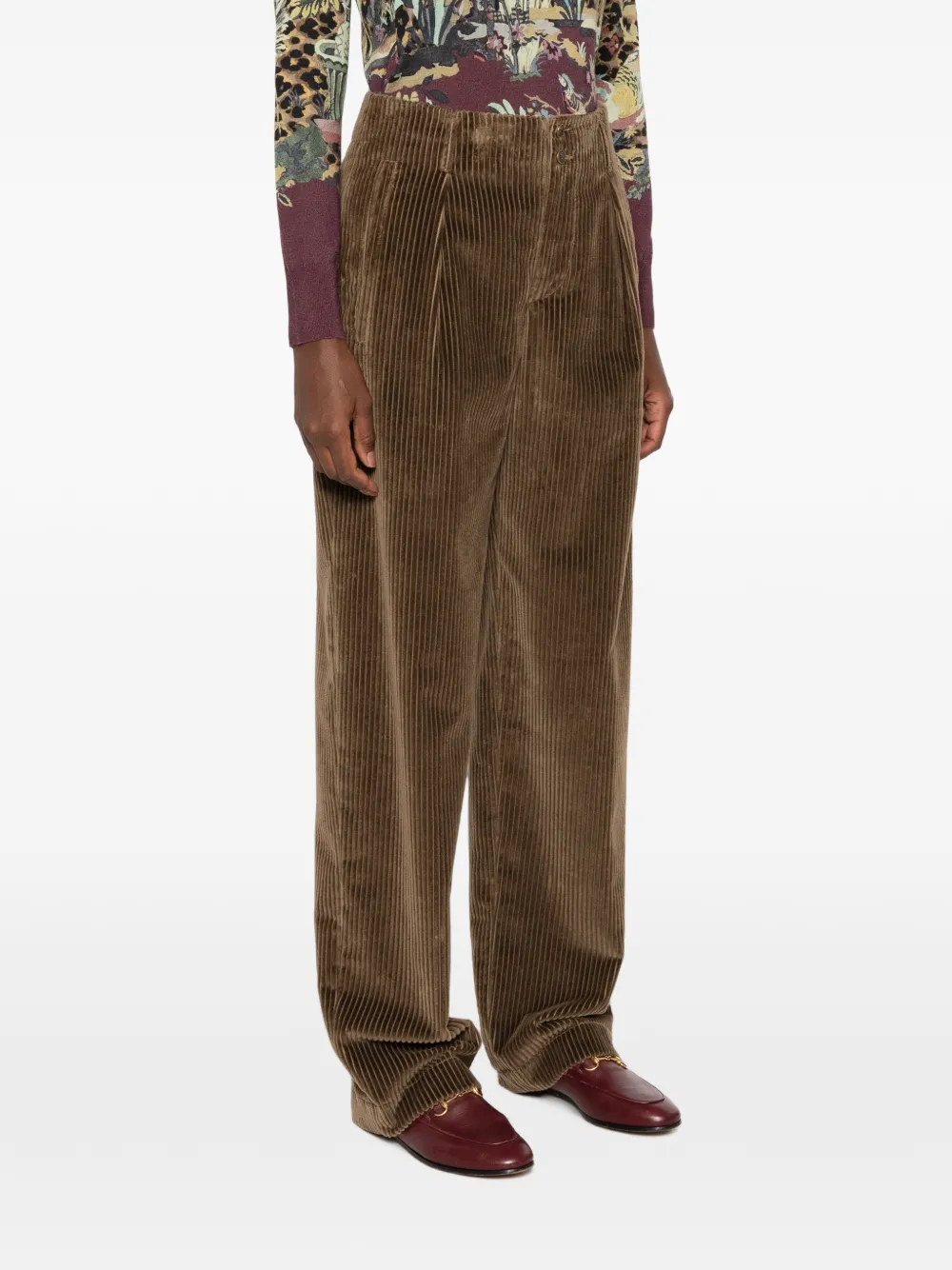 ETRO Ribfluwelen plooibroek Bruin