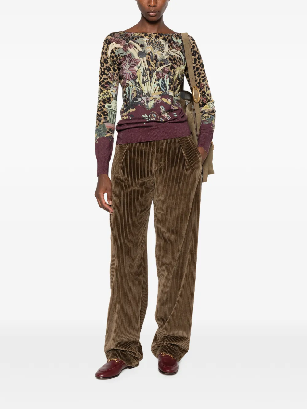ETRO Ribfluwelen plooibroek Bruin
