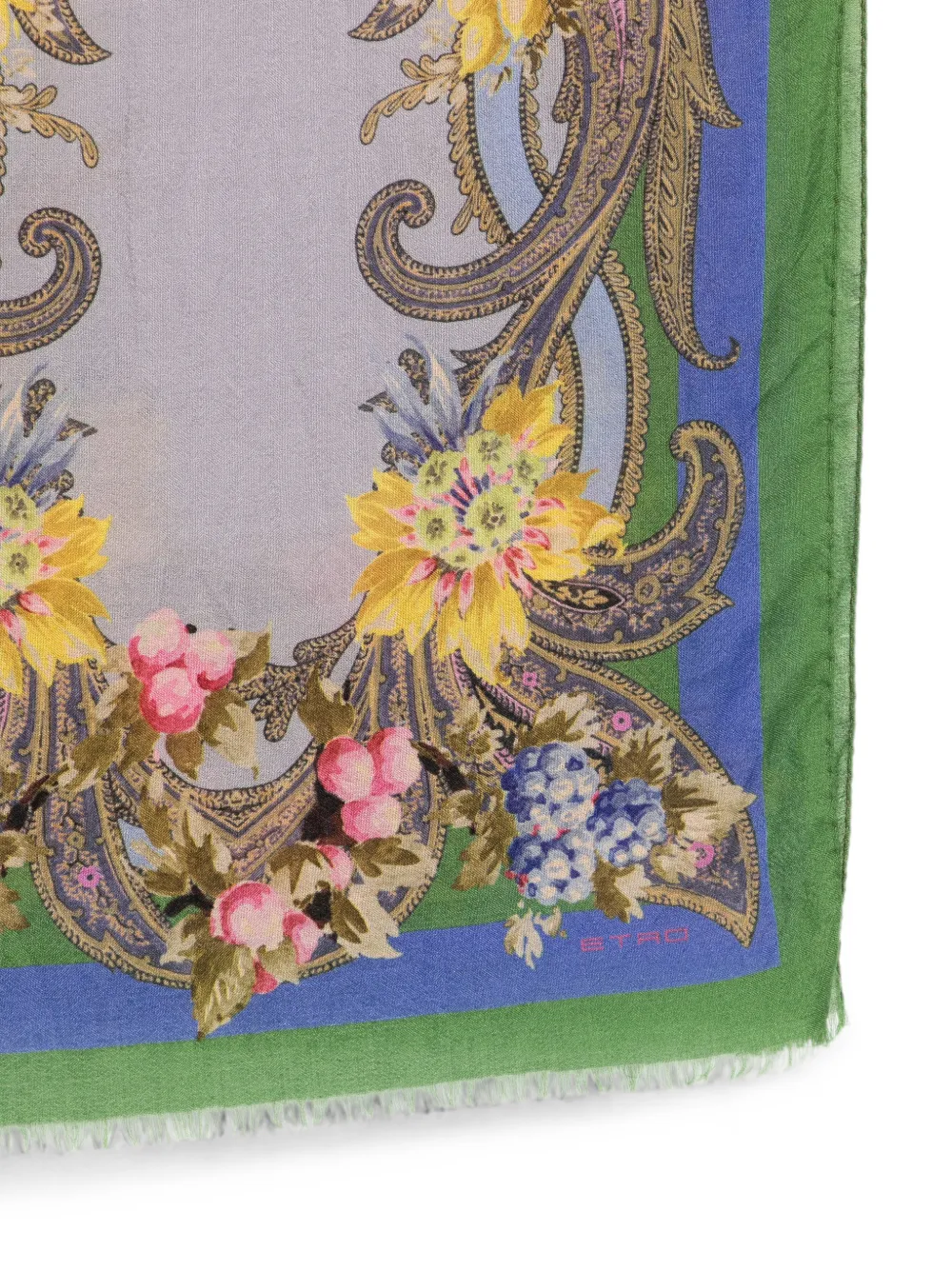 ETRO Sjaal met paisley-print en bloemen Groen
