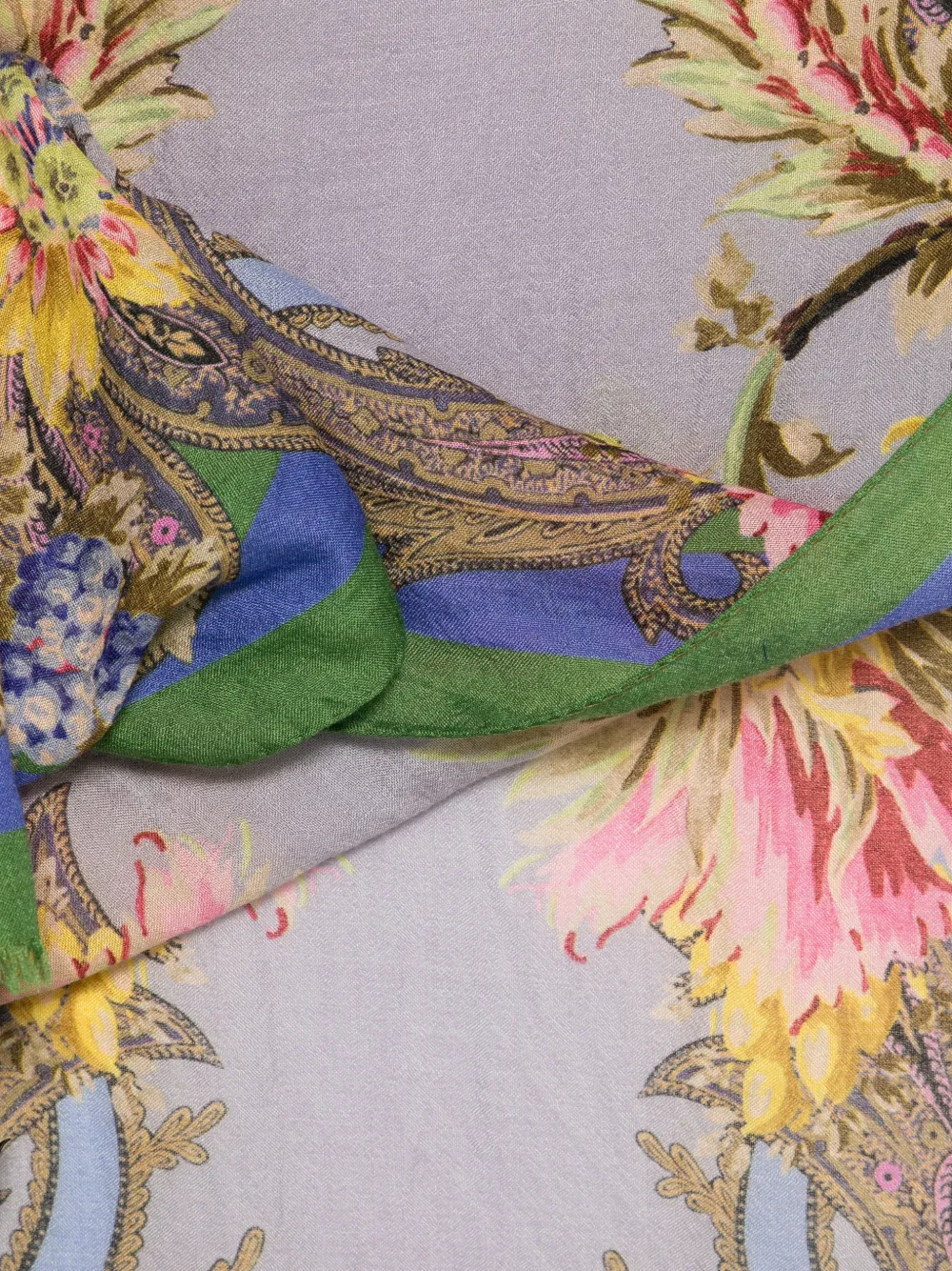 ETRO Sjaal met paisley-print en bloemen Groen