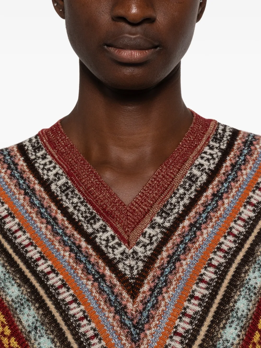 ETRO Trui met geometrisch patroon en V-hals Bruin