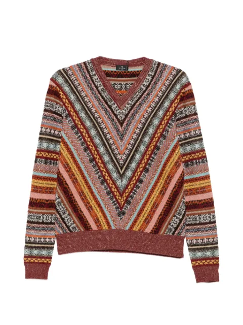 ETRO geometric-pattern V-neck sweater