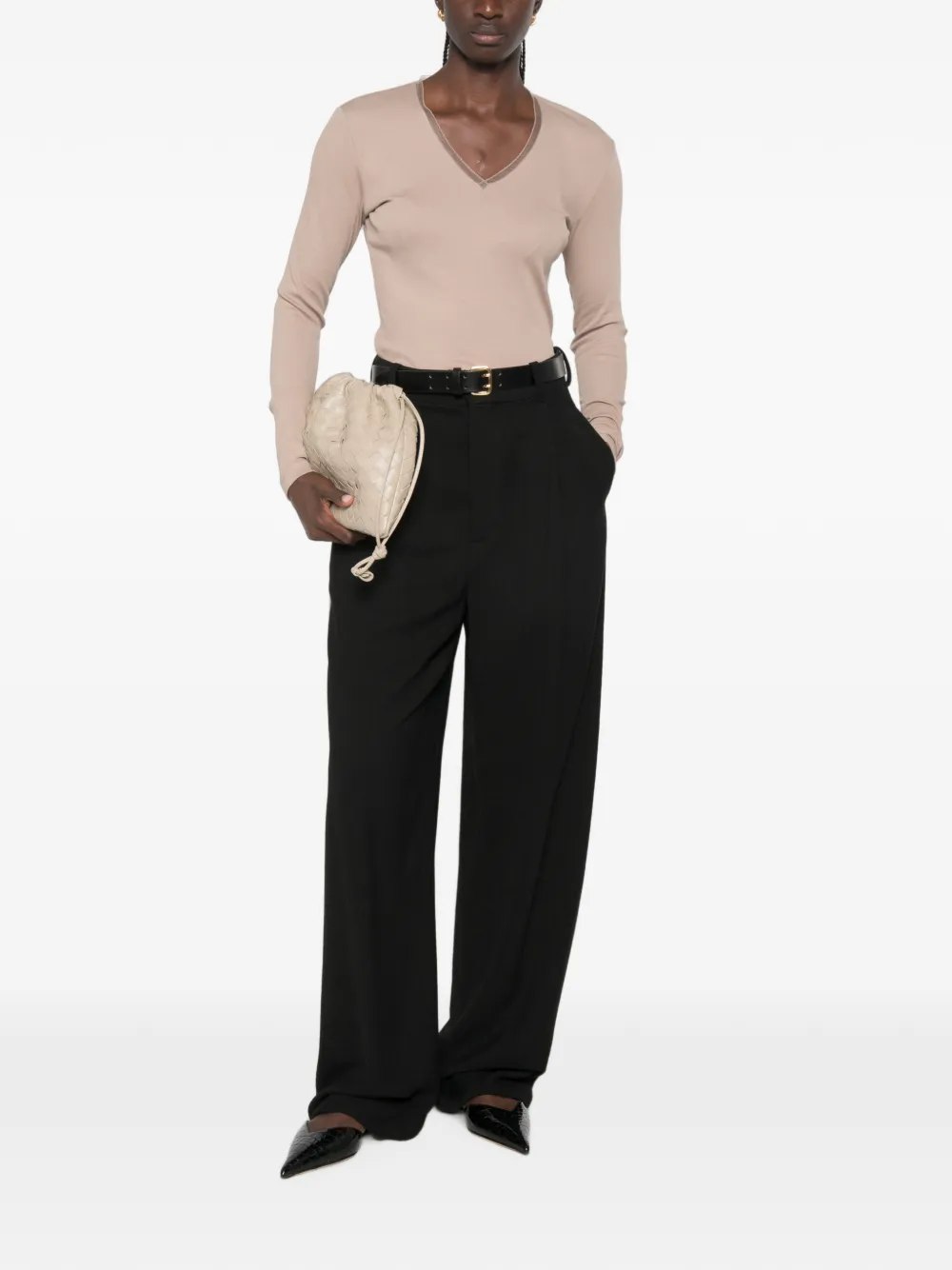 Fabiana Filippi T-shirt met V-hals Bruin