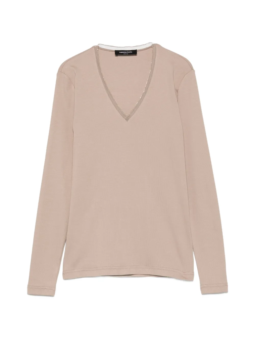 Fabiana Filippi V-neck long-sleeve T-shirt - Marrone