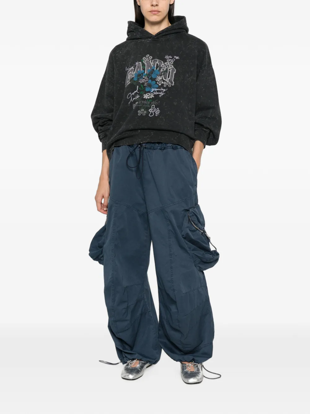 GANNI Hoodie met acid wassing Grijs