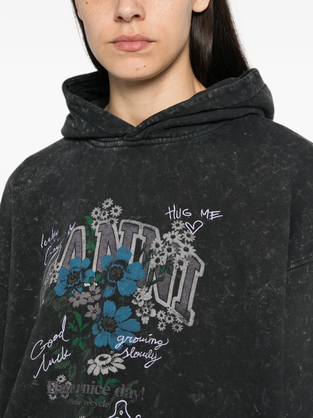 GANNI Hoodie met acid wassing Grijs
