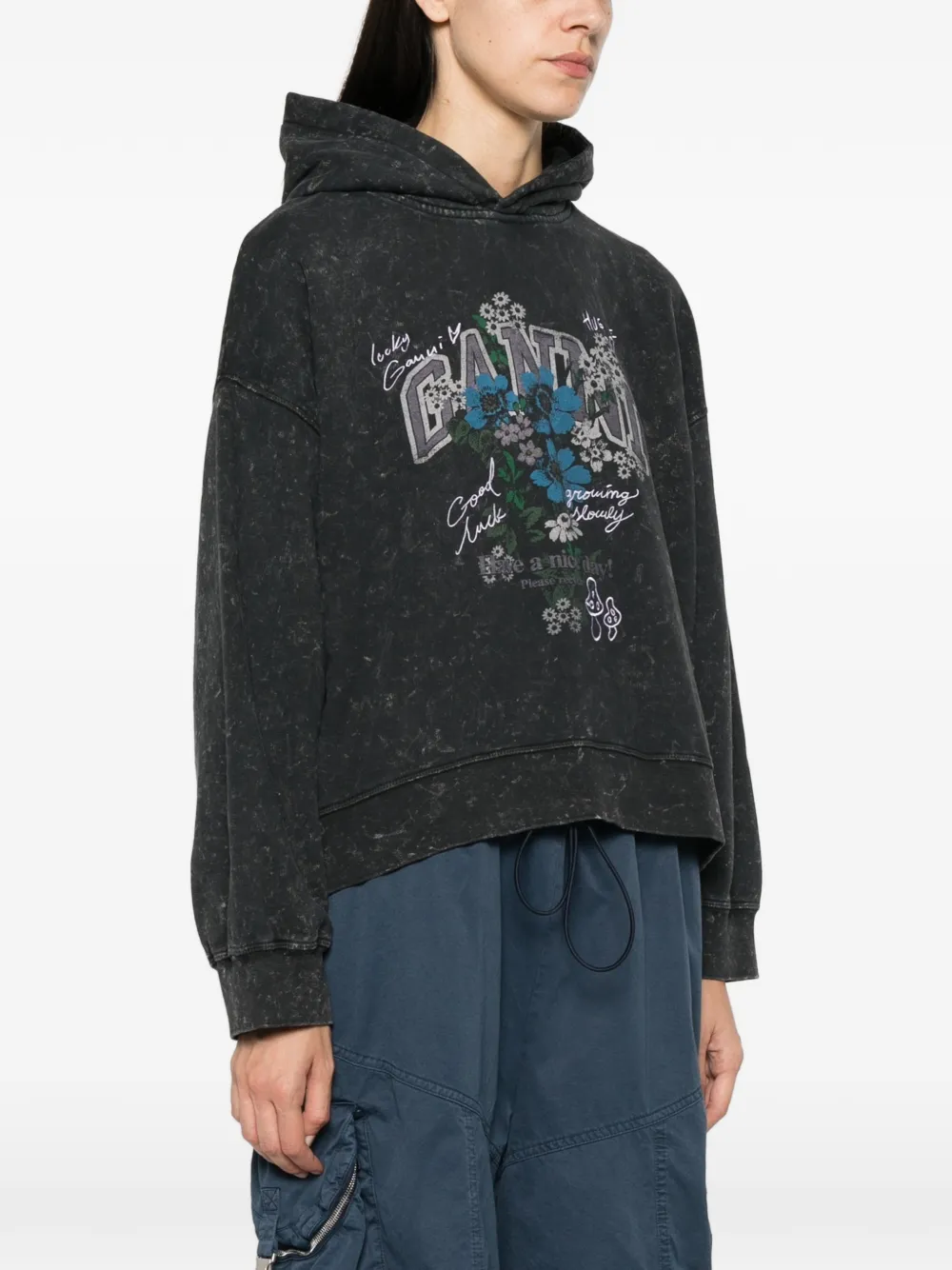GANNI Hoodie met acid wassing Grijs