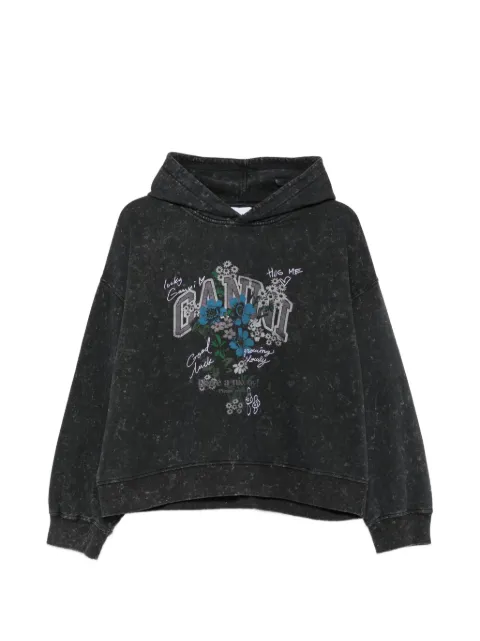 GANNI graphic-print acid-wash hoodie