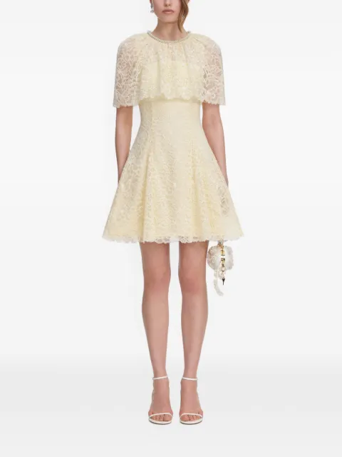 Self-Portrait yellow lace cape mini dress