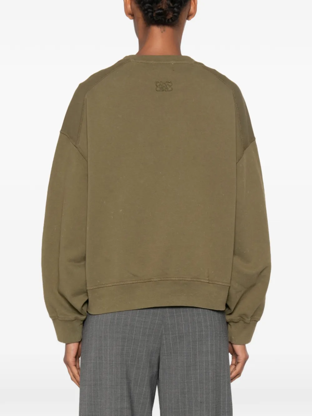 GANNI Sweater met logoprint en raglan mouwen Groen