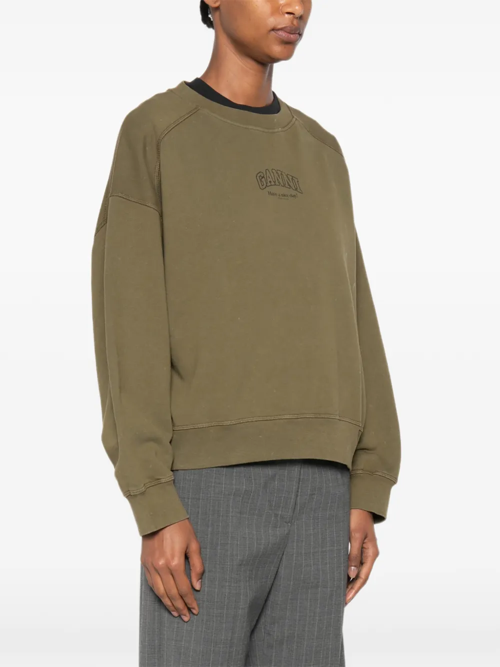  Ganni Sudadera Con Logo Estampado - Verde 