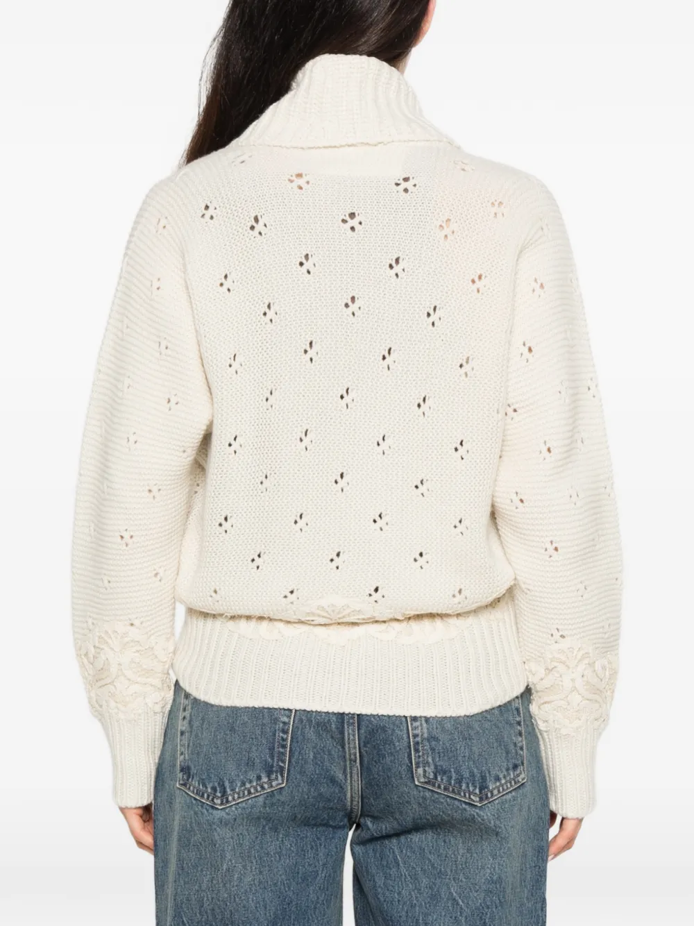 Ermanno Scervino pointelle shawl-collar cardigan Beige