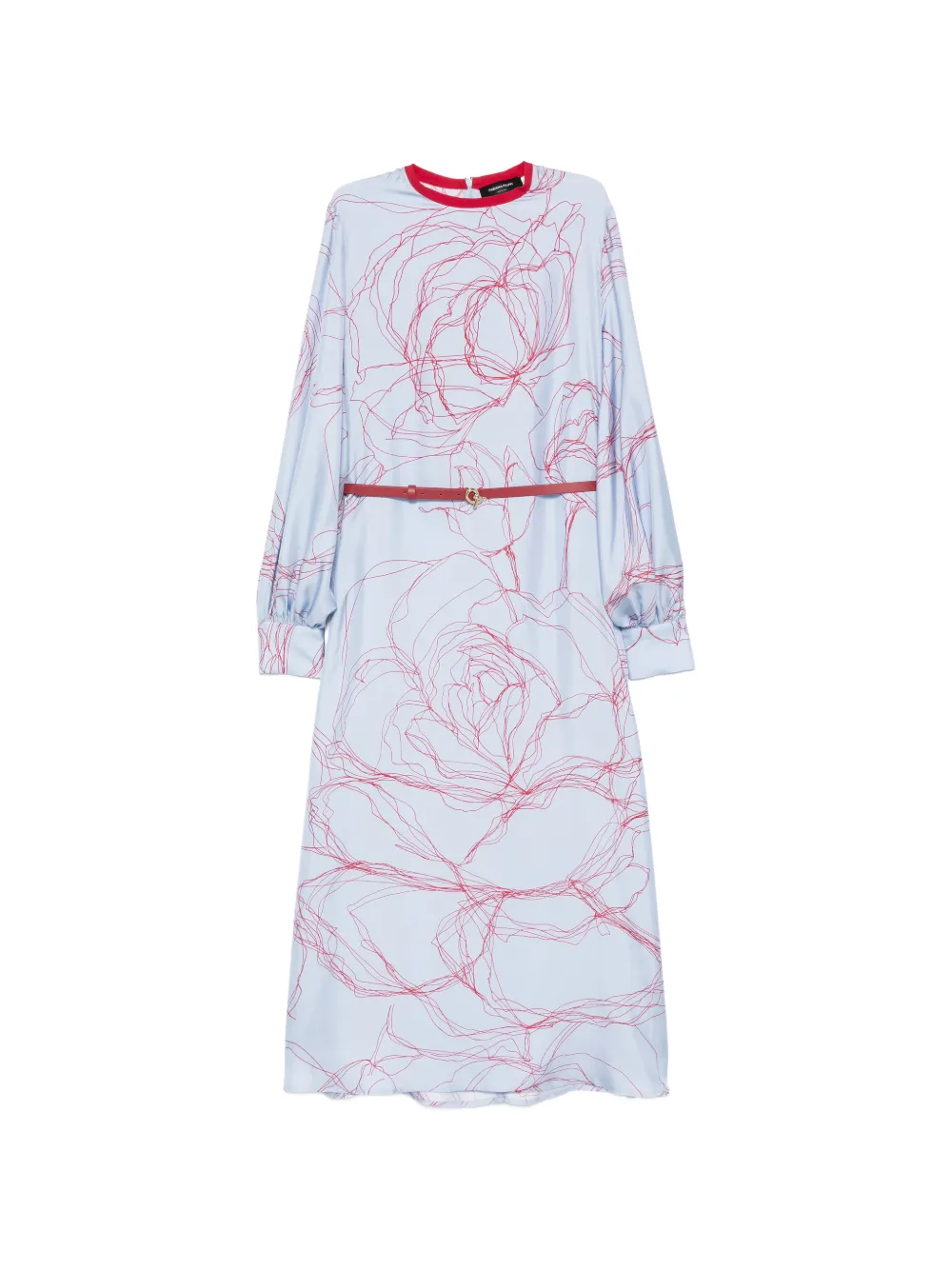 Fabiana Filippi floral-print belted midi dress - Blau