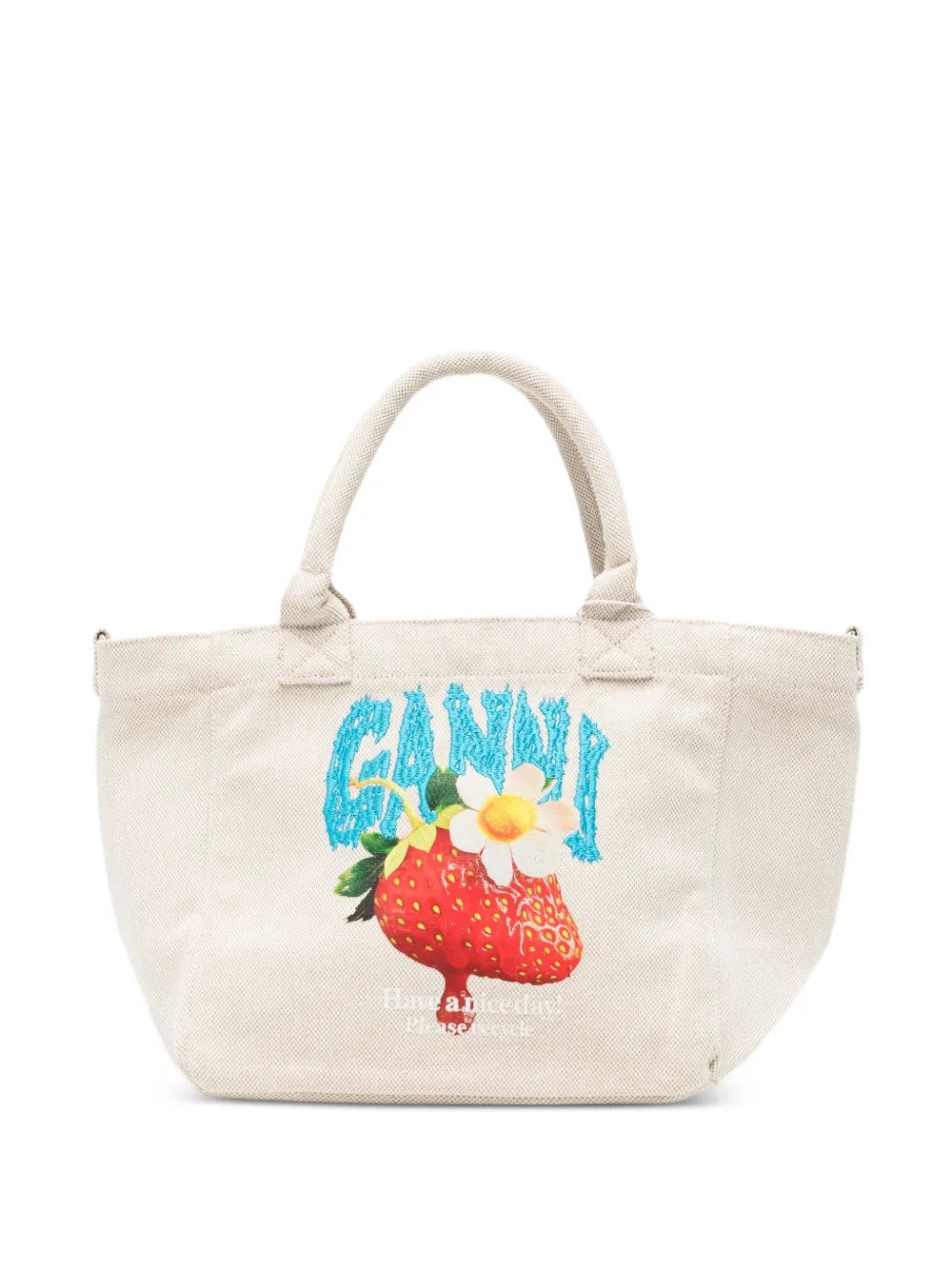 GANNI graphic-print tote bag - Toni neutri