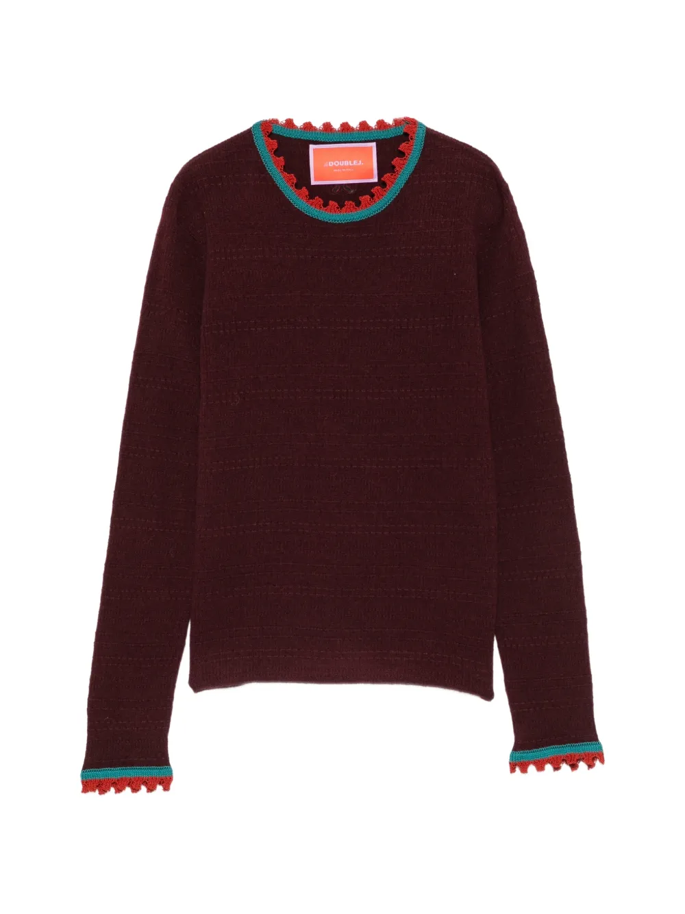 La DoubleJ pull en maille texturée à bordure en crochet - Rouge La DoubleJ pull en maille texturée à bordure en crochet - Rouge