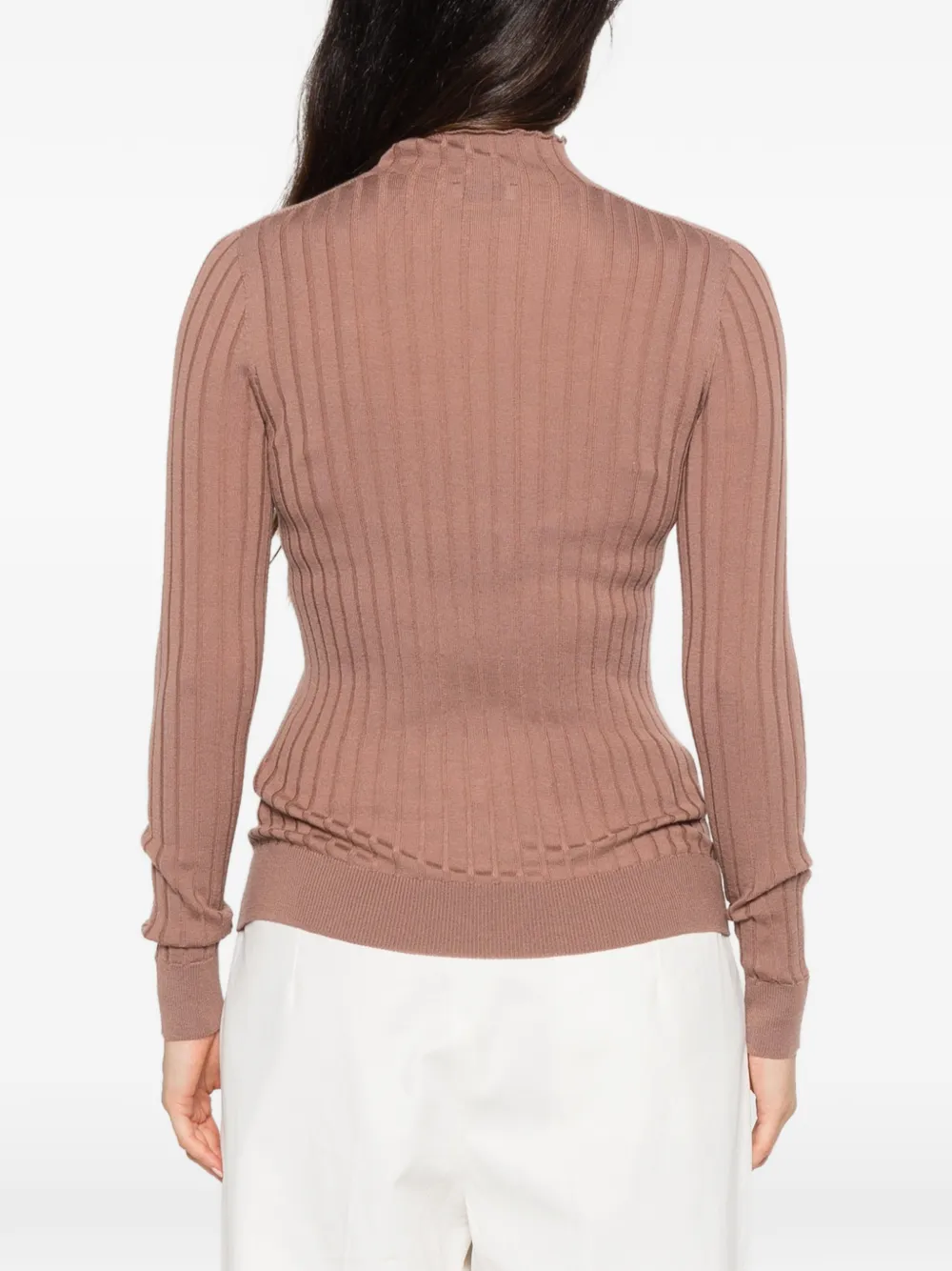 Peserico ribbed-knit mock-neck sweater Roze