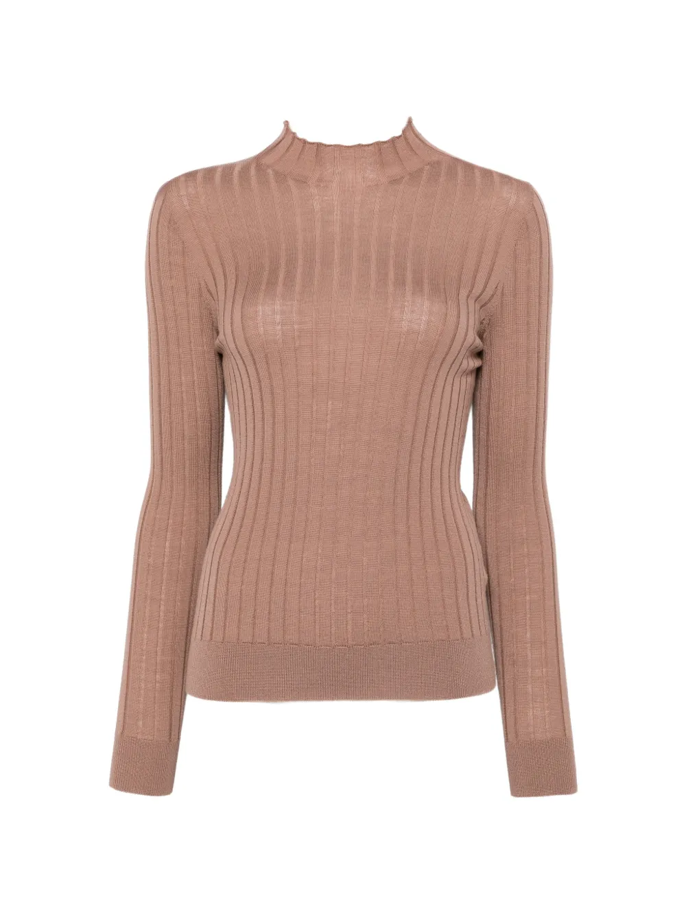 Peserico ribbed-knit mock-neck sweater Roze