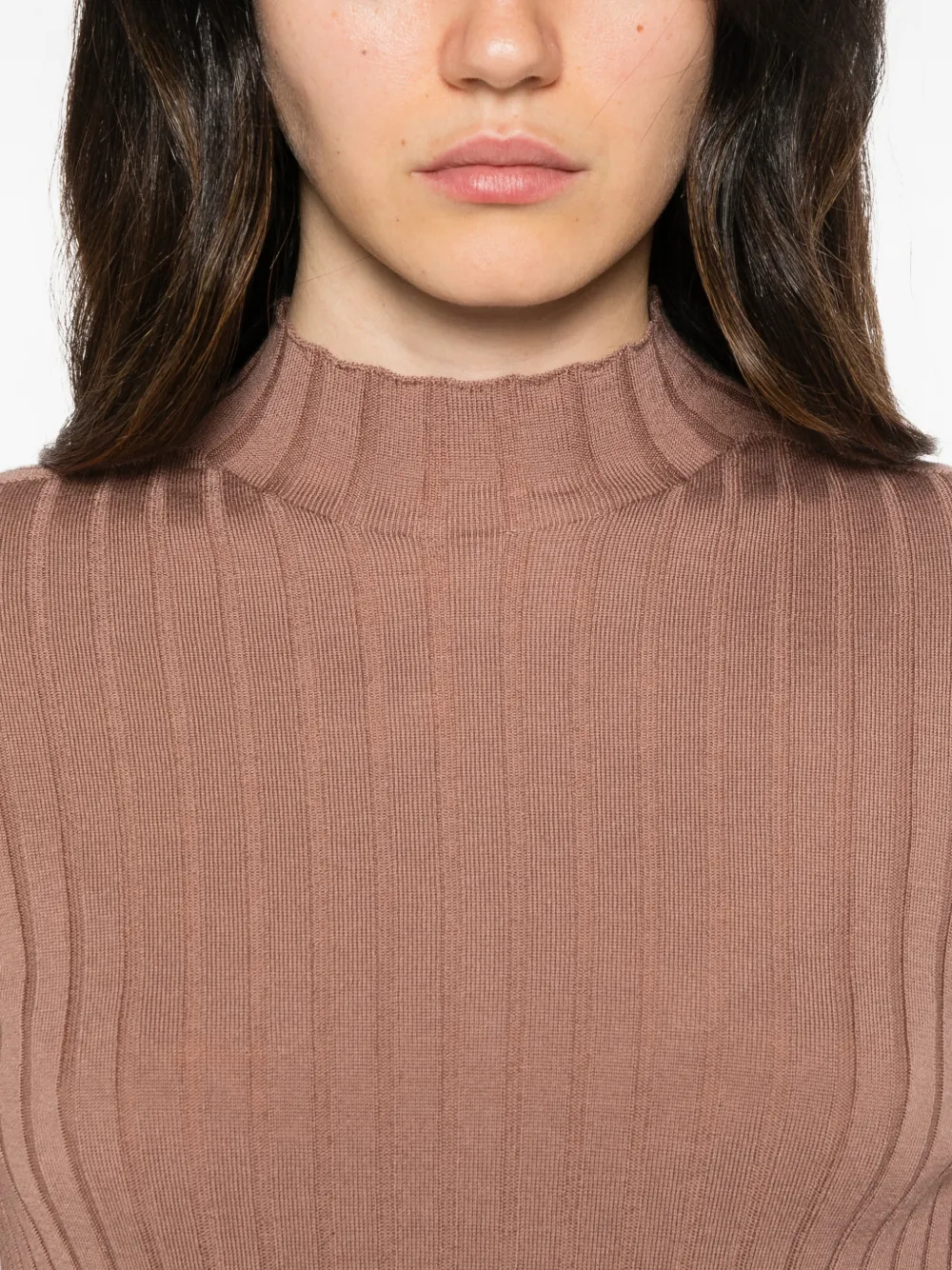 Peserico ribbed-knit mock-neck sweater Roze