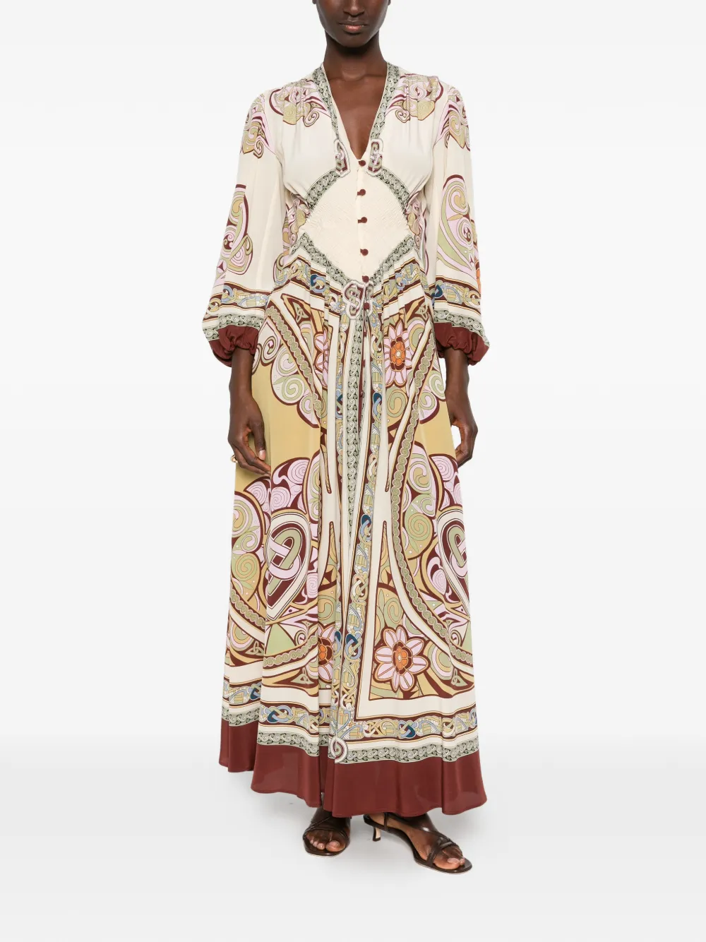 La DoubleJ Maxi-jurk met V-hals Beige