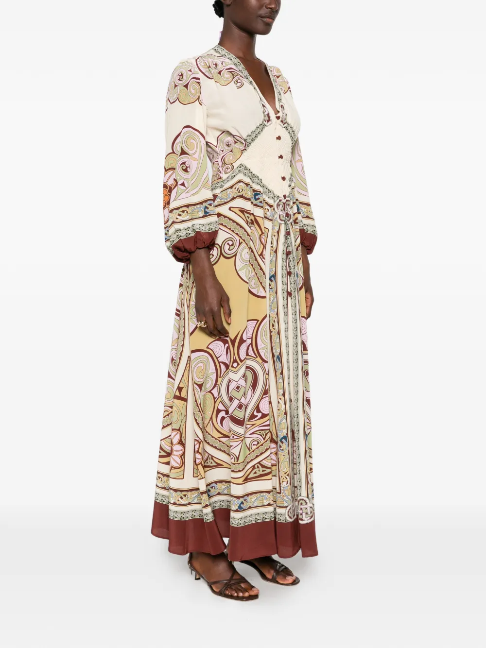 La DoubleJ Maxi-jurk met V-hals Beige