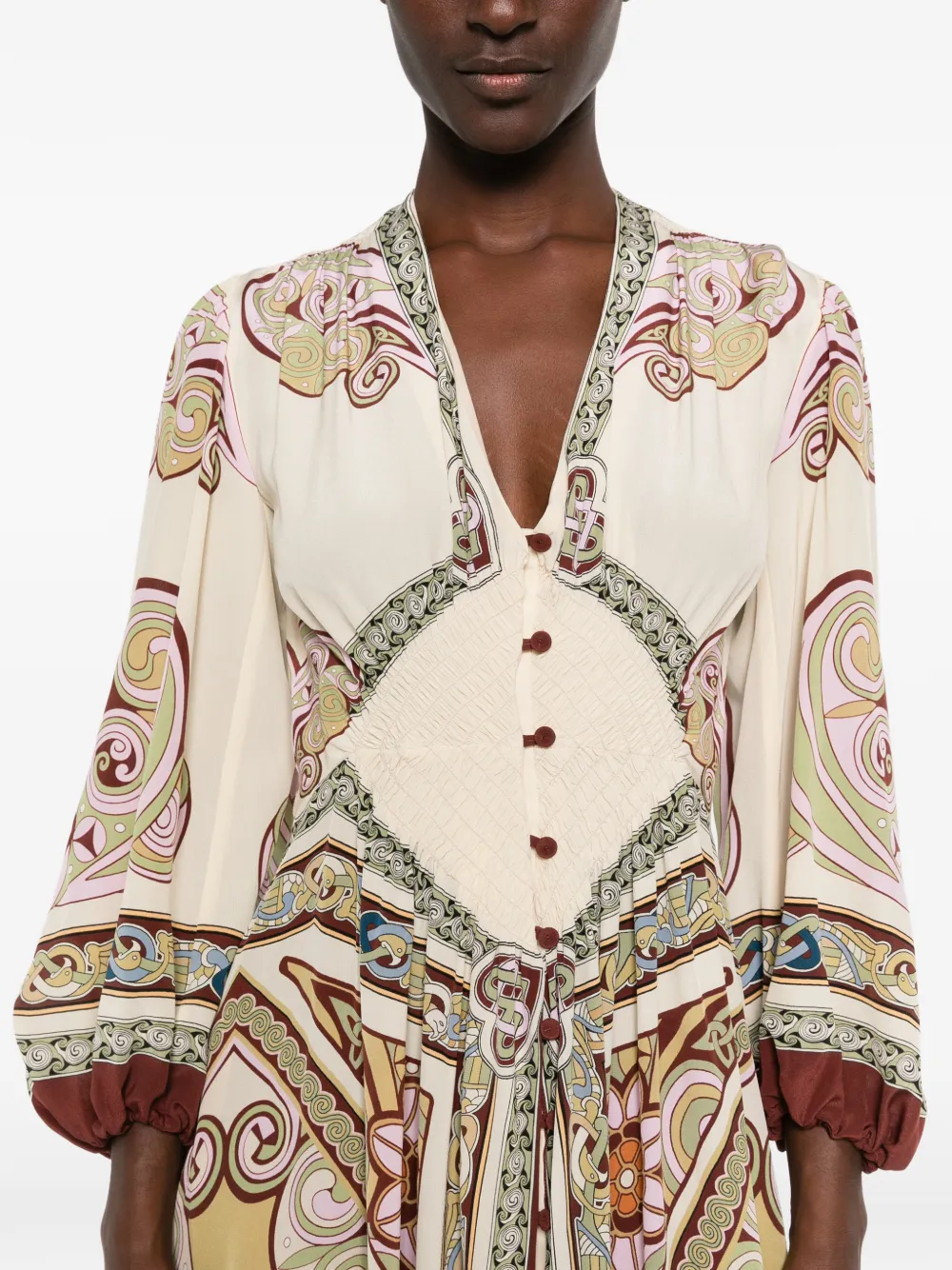 La DoubleJ Maxi-jurk met V-hals Beige
