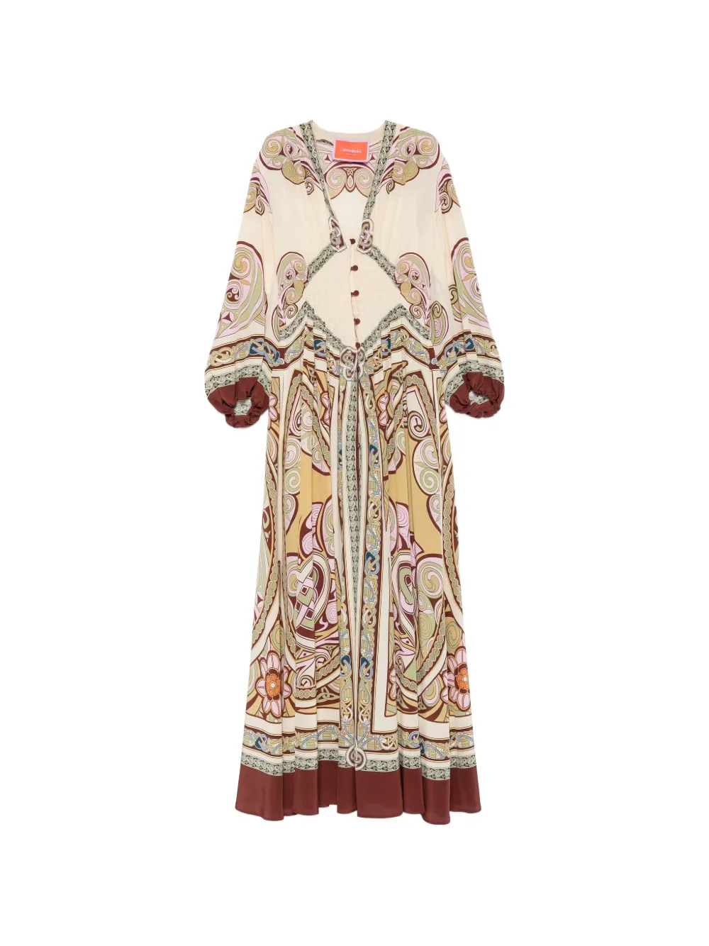 La DoubleJ printed V-neck maxi dress - Tons neutres