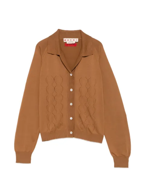Marni cardigan i pointelle-strik med blomsterbroderi