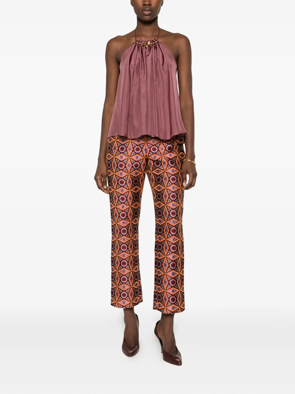 La DoubleJ diamond-pattern jacquard trousers Rood