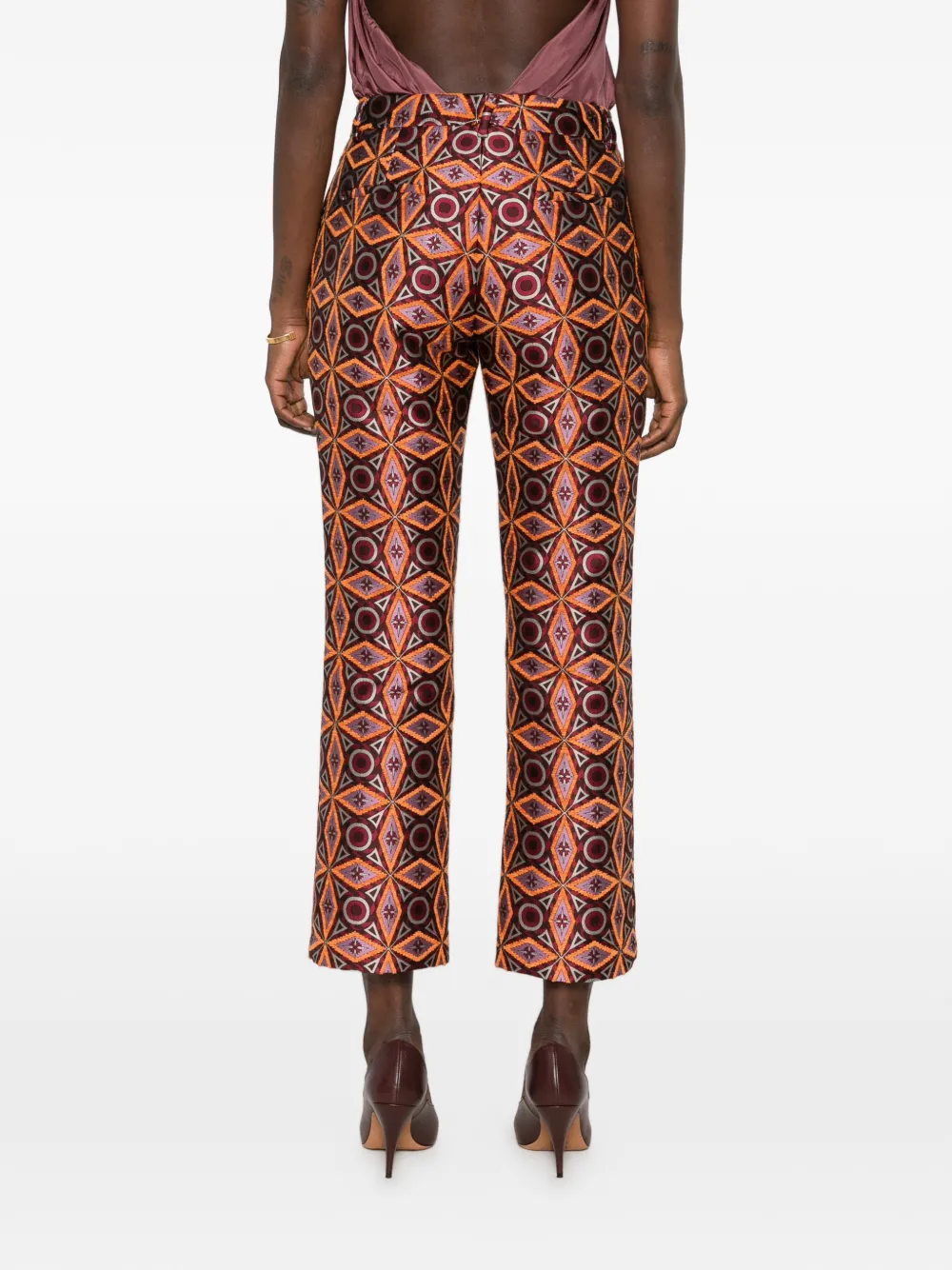 La DoubleJ diamond-pattern jacquard trousers Rood