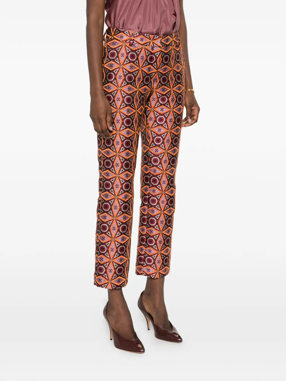 La DoubleJ diamond-pattern jacquard trousers Rood
