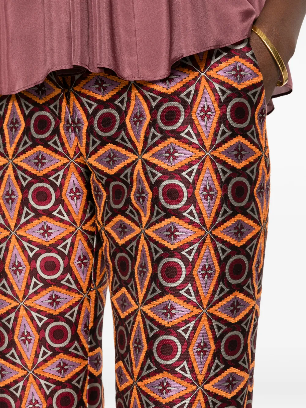 La DoubleJ diamond-pattern jacquard trousers Rood
