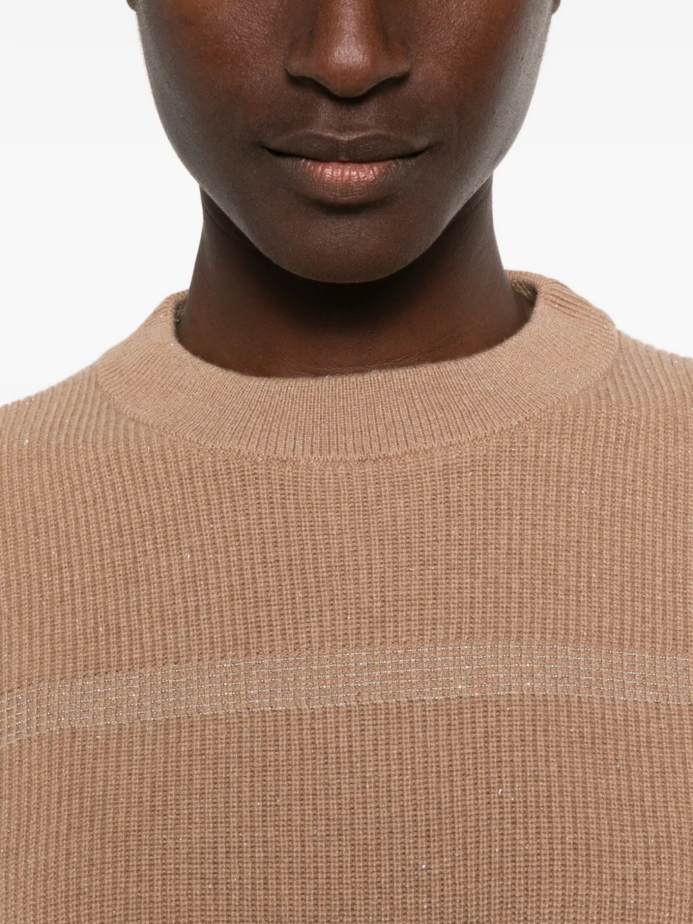 Peserico Ribgebreide gestreepte trui Beige