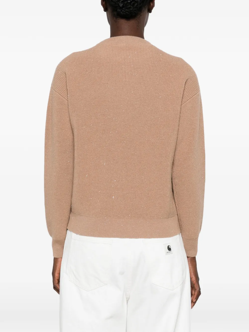 Peserico Ribgebreide gestreepte trui Beige
