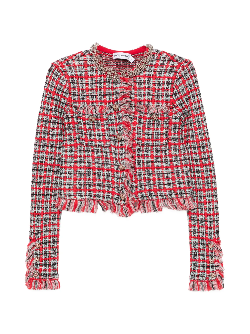 Self-Portrait fringe-trim jacket - Rot