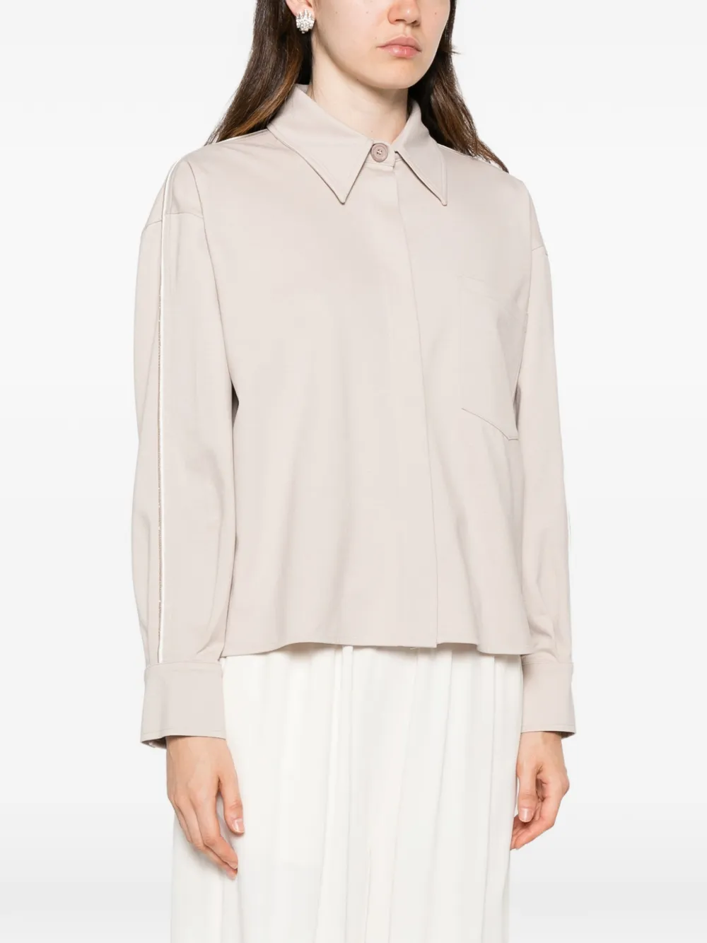 Fabiana Filippi Overhemd met borstzak en monili-afwerking Beige