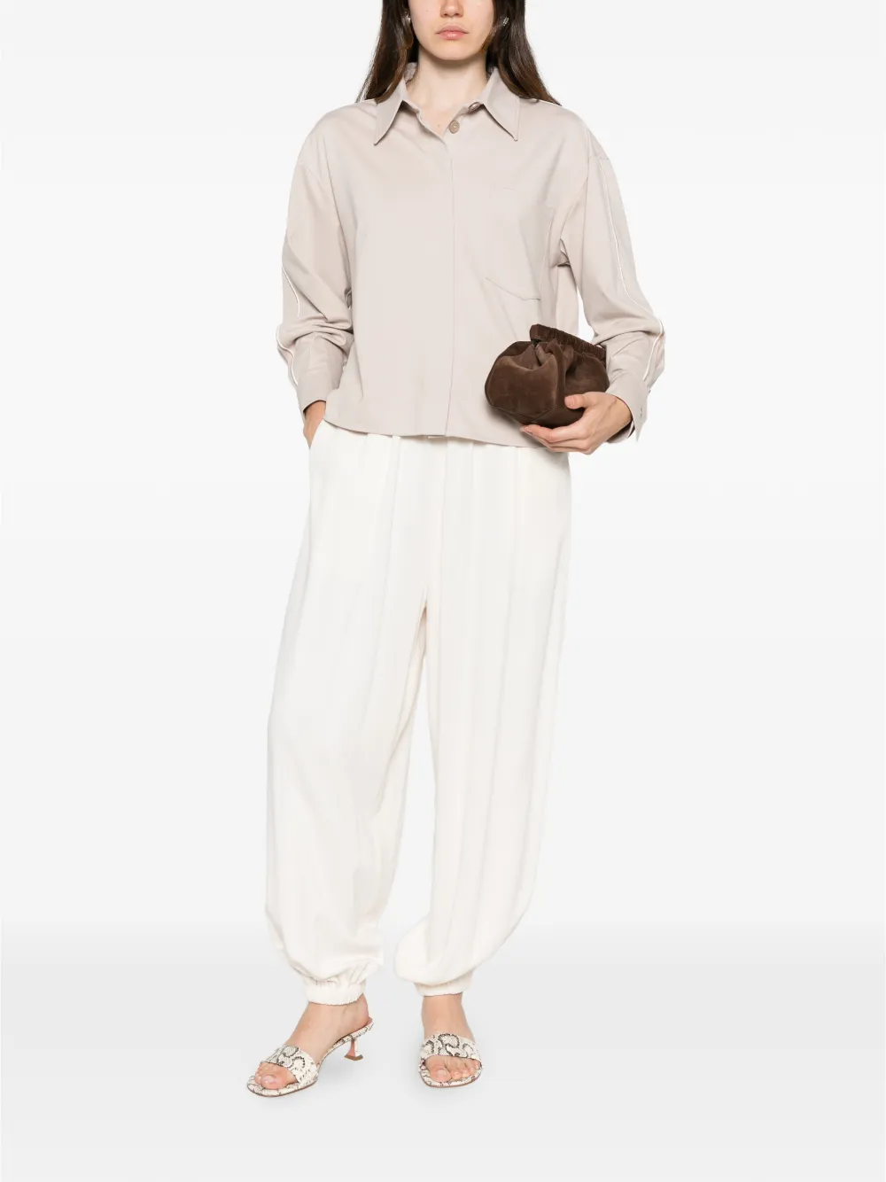 Fabiana Filippi Overhemd met borstzak en monili-afwerking Beige