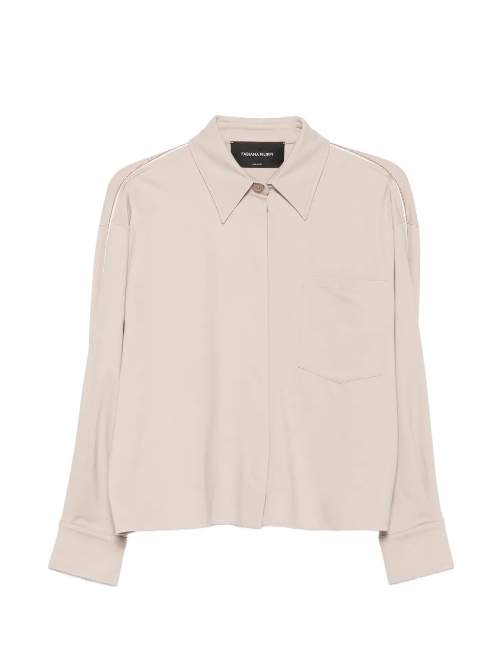 Fabiana Filippi monili-trimmed chest-pocket shirt - Nude