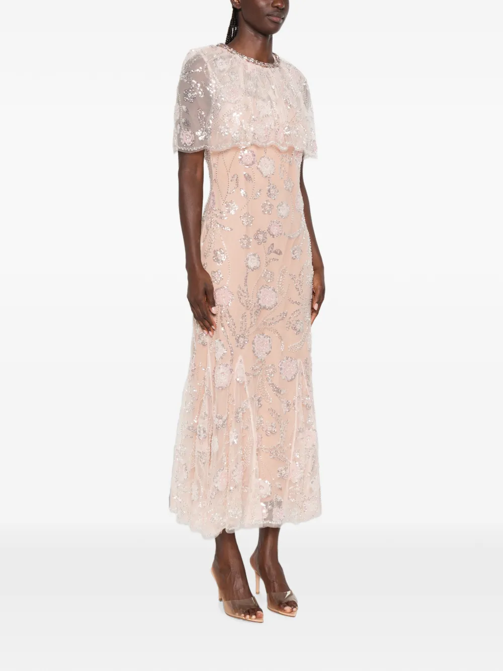 Self-Portrait Maxi-jurk verfraaid met pailletten Roze