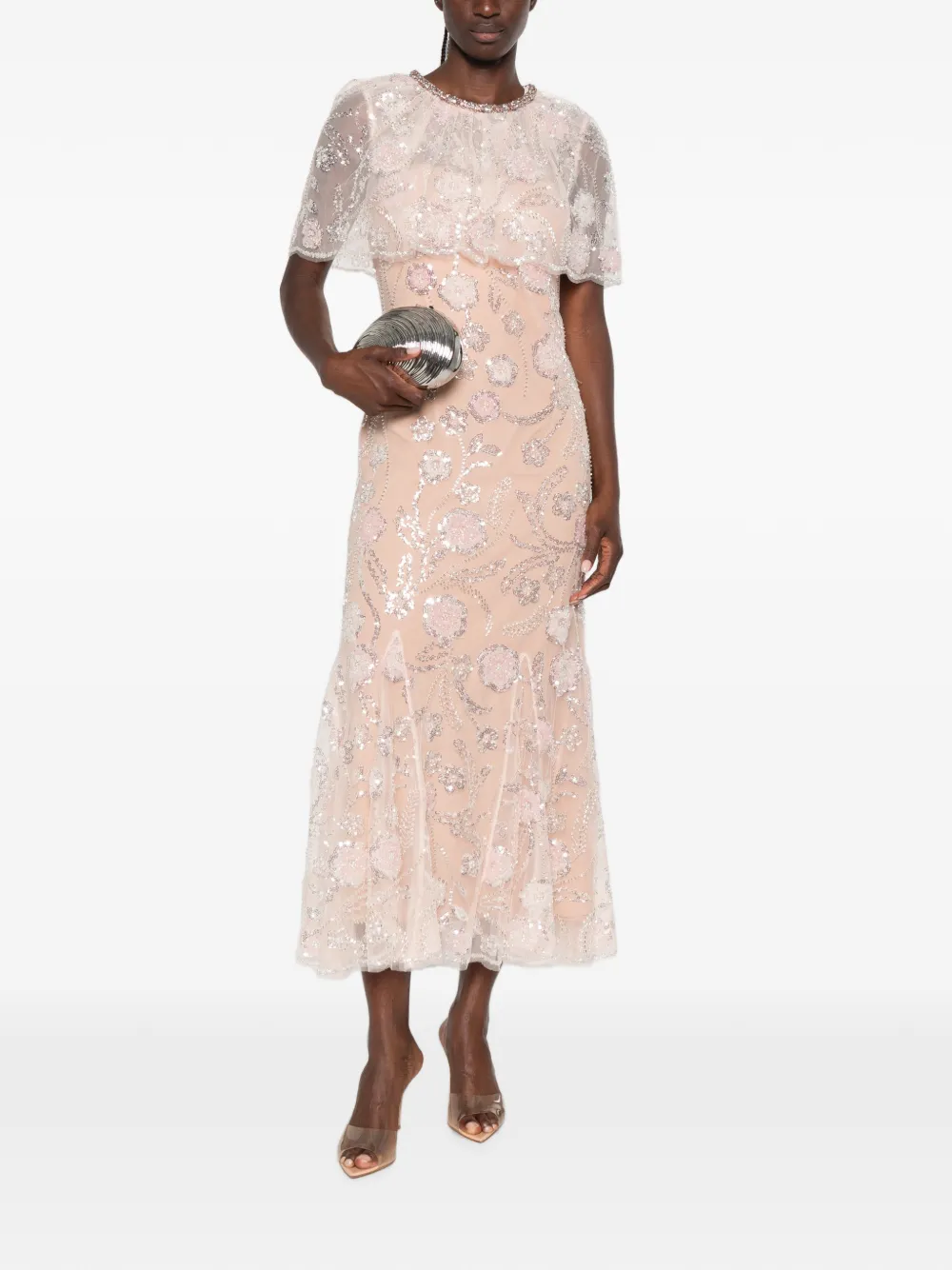 Self-Portrait Maxi-jurk verfraaid met pailletten Roze