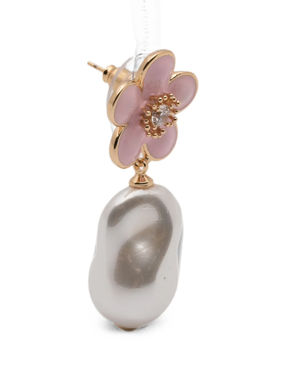 Self-Portrait flower-motif pearl-drop earrings - Oro