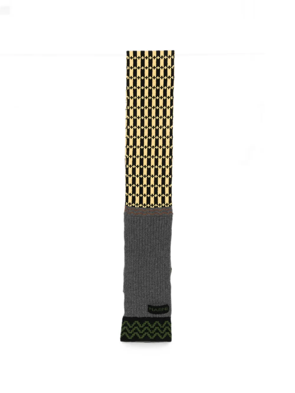 Marni geometric-pattern ribbed scarf - Grigio