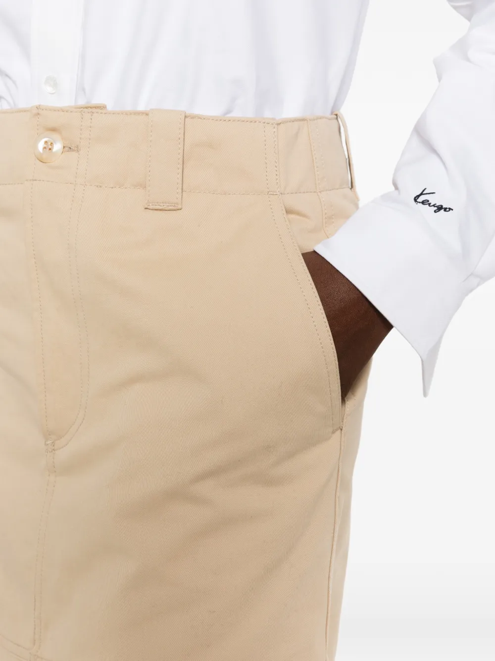 Kenzo Midi-rok met knoopsluiting en split Beige