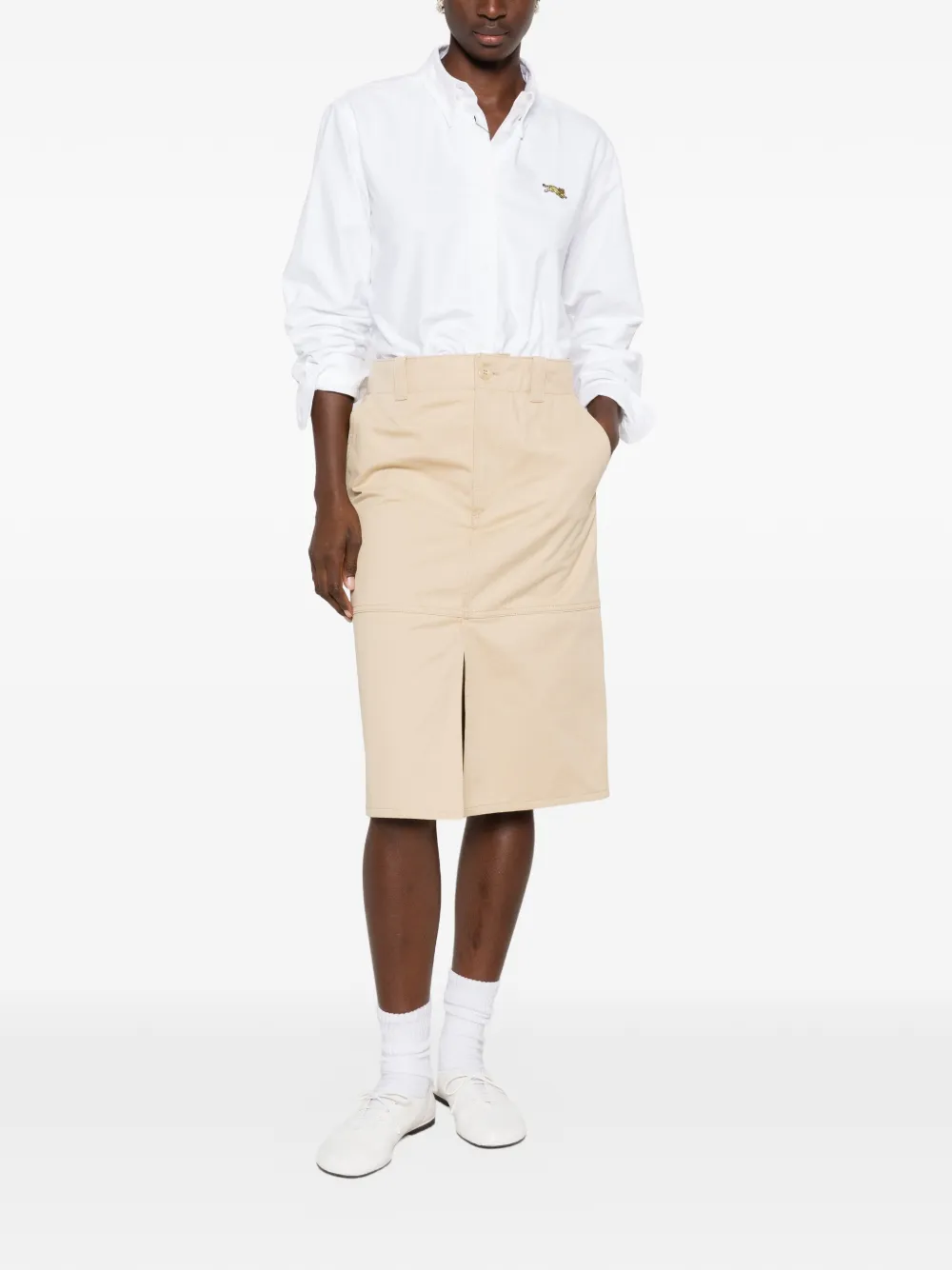 Kenzo Midi-rok met knoopsluiting en split Beige