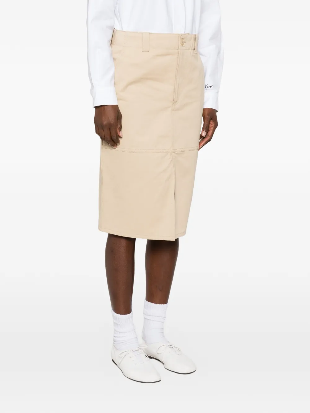 Kenzo Midi-rok met knoopsluiting en split Beige