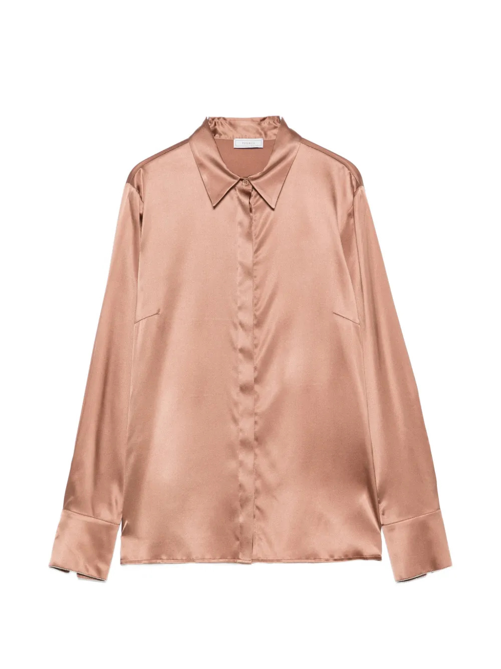 Peserico satin-finish long-sleeve shirt - Braun